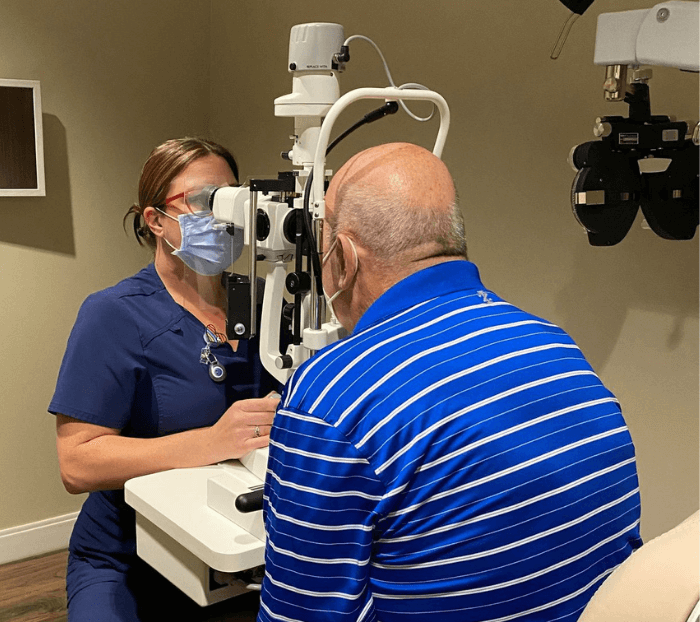 Technician working with a patient